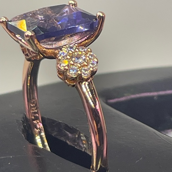 14K ROLLED AMETHYST & SAPPHIRE Ring & Earrings Set. - Picture 13 of 15